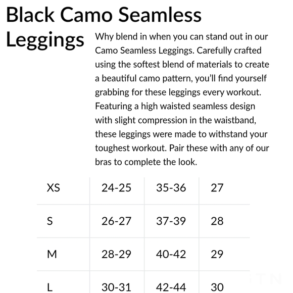 NVGTN Black Camo Seamless Legging NWT XS - Picture 5 of 5